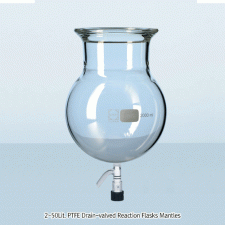 2~50Lit. PTFE Drain-valved Reaction Flasks Mantles, with 45°DN-flange/O-ring Groove 배출 밸브형 진공 / 압력 반응 플라스크, O-링 홈부, 완벽한 호환성 표준화 규격
