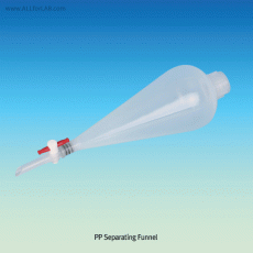 PP Separating Funnel, Good for Strong Acid, w/PTFE Plug, Chemical-Inert, 100~1000㎖ with Screwcap, Autoclavable, －10℃ +125/140℃, PP 분액 깔때기