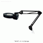 SEKI-Optical® Fluorescent Light Magnifier, Clip/Base Stand/Wheel Stand-type Fluorescent Light Magnifier with Φ127mm B270 High Clear White Glass Lenz, ×3·×5·×8 Magnification, 조명 확대경
