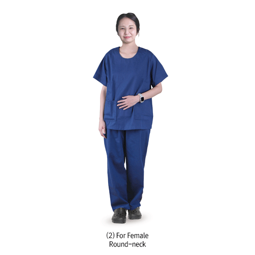 mediclin® Surgical Scrubs, Cotton 100%, Two-piece type, Dark Blue<br>Ideal for Hospital, <Korean-Made> 수술 스크럽복
