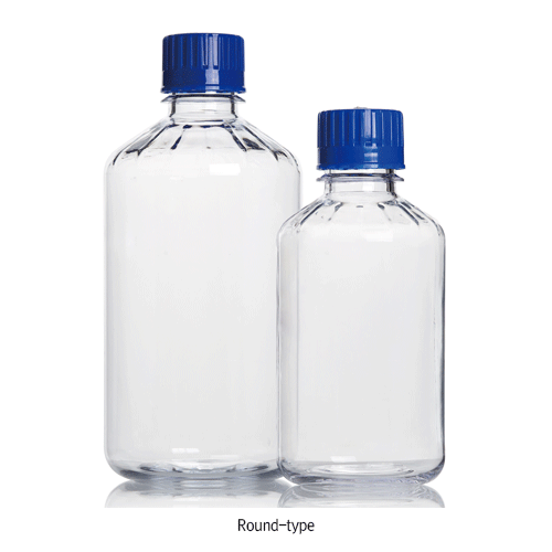 Azlon® 250~2,000㎖ PC Media Bottles, Square- & Round-type, Narrow Neck, with Heavy Duty & GraduationIdeal for Culture Media & Low Temperature Autoclavable, -100℃+135/140℃, PC 4각 & 원형 헤비듀티 메디아 바틀
