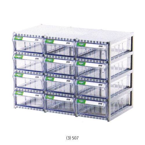 Brain® Drawer Cabinet, CA 50 series<br>Made of HIPS Frame & PS Transparence Drawer, -10℃+70/80℃, 소품 관리보관용 서랍식 캐비닛