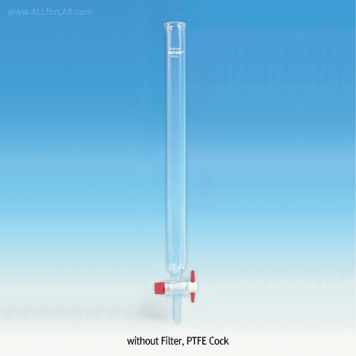 SciLab® DURAN glass Chromatography Column, with PTFE Stopcock boro Φ2.5mm<br>With Effective tube id Φ10~Φ64, Height 200~1000mm, 크로마토그래피 칼럼