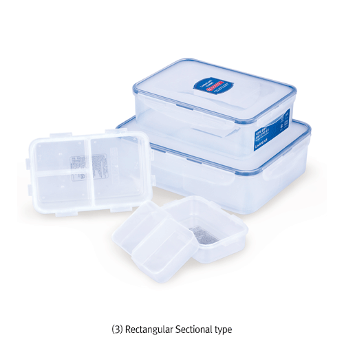 LOCK&LOCK® PP Tight-sealing Container, Translucent, Square·Rectangular-types, 180~3,900㎖<br>Ideal for Boiling·Microwave Oven·Sampling & Storage, Autoclavable, -10℃+125/140℃, PP 밀폐 용기