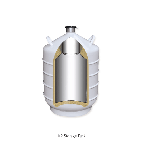 Common Use of Liquid Nitrogen Storage Tank & Canister-type CryoSystemTM, 10~50 Lit<br>Without LN2 Withdrawal Device & Canister, 액체질소 저장/운반 탱크 및 원통형 캐니스터 타입 크리오시스템 겸용, 펌프·캐니스터 별도판매