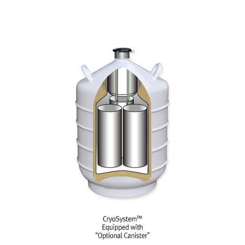 Common Use of Liquid Nitrogen Storage Tank & Canister-type CryoSystemTM, 10~50 Lit<br>Without LN2 Withdrawal Device & Canister, 액체질소 저장/운반 탱크 및 원통형 캐니스터 타입 크리오시스템 겸용, 펌프·캐니스터 별도판매