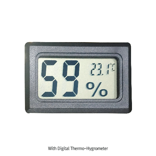 DAIHAN® 33Lit UV Protected Auto-Dry PMMA Desiccator, Short- & Tall-model, ~25%RH<br>With Dehumidifier·Digital Thermo-Hygrometer·ABS Frame, UV차단 자동 습도 조절 데시케이터