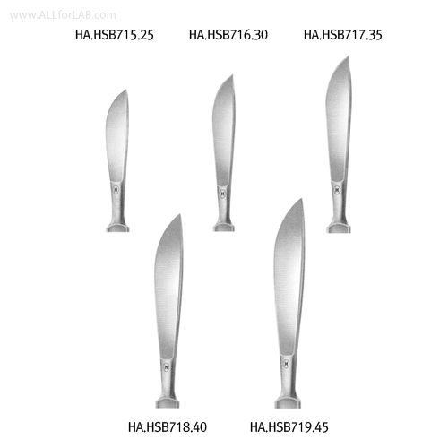 Hammacher® Premium Dissecting Bellied-type Scalpel, with Wooden Handle, L129~156mm<br>For Lab, Stainless-steel 420, <Germany-Made> 프리미엄 해부 메스, 독일제, 비부식, 랩용