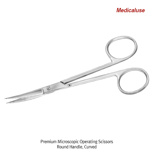 Hammacher® Premium Microscopic Operating Scissors, L90~145mm, Medicaluse<br>With Sharp-Sharp & Probe Pointed Tip, Very Delicate, Stainless-steel 420, <Germany-Made> 프리미엄 정밀 미세 수술용 가위, 독일제 의료용, 비부식