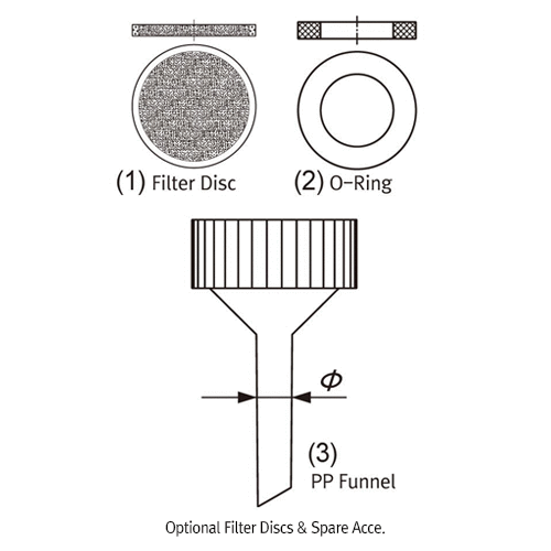 DURAN® 30·250·1,000㎖ Assembly Screw Filter Holder Set, Boro-glass 3.3<br>For Vacuum Filtration, Disc Φ24, 50 or 90 mm, No Need Clamps, Autoclavable, <Germany-Made> 진공여과장치