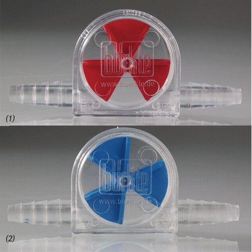 Burkle® Flow Indicator, PMP, for Gas & Liquid, Chemical Resistance, Blue-/Red-Color<br>For High-temperature, 121℃ Autoclave, 0℃~150/180℃, <Germany-Made> 고온용 PMP 유량계