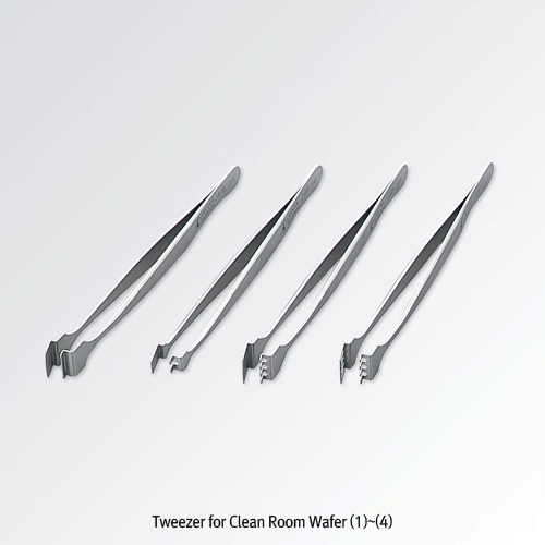 Tweezer for Clean Room Wafer, Surface Washing, Seal Packing in Class 100 Clean Room<br>Ideal for Semiconductor Wafer, Chromium Steel, 웨이퍼용 플랫 트위저, 크린룸용