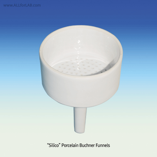 Porcelain Buchner Funnel, with Fixed Perforated Plate, 2~7,500㎖<br>Up to 1000℃, Glazed In- & Out-side(Except Rim), 자제 부후너 깔때기, 내/외면 유약처리