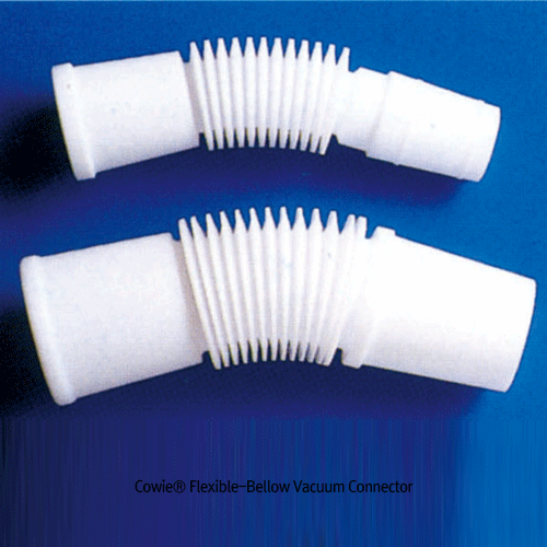 Cowie® Flexible-Bellow Vacuum Connector, PTFE, -200℃+280℃<br>With 14-/~45-Joint Cone & Socket, <UK-Made> 휘어지는 PTFE Joint 연결관