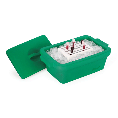 SciLab® 3/4 & 6.5/9Lit Ice Bucket, EVA-foam, with Handle & Lid, Excellent Thermal Insulation, 3 Colors(Blue, Green, Red)<br>Useful for Water-Ice·Dry-Ice·Liquid N2, -196℃(in gas phase)+93℃, 3/4 & 6.5/9 Lit 4각 손잡이 일체형 아이스 버킷 & 뚜껑부