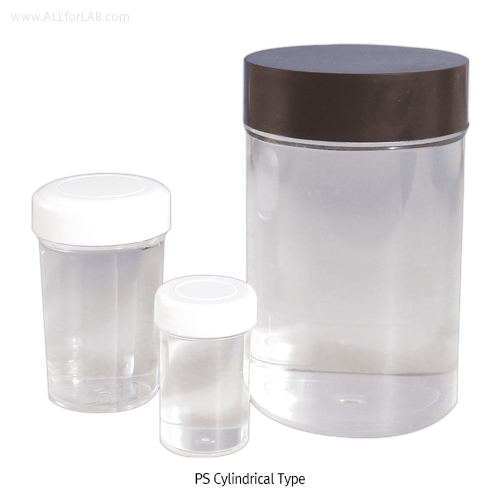 HDPE & PS Cylindrical Screwcapped Jars, 20~5,000㎖<br>With Large-neck & Straight Sided, 대광구병