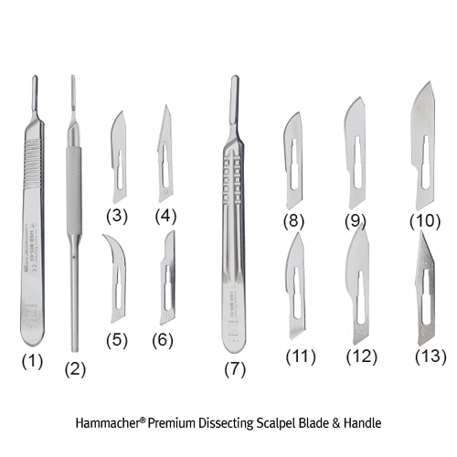 Hammacher® Premium Dissecting Scalpel Blade & Handle, for Lab<br>Excellent for Cutting & Dissection, <Germany-Made> 프리미엄 해부 메스 블레이드 및 핸들, 독일제, 랩용