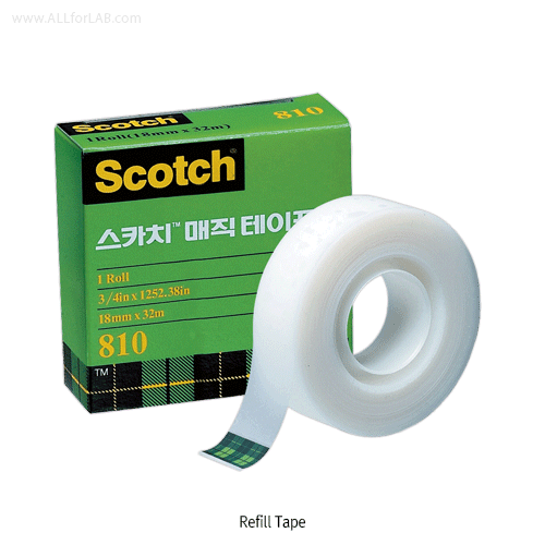 3M® Scotch® “810D” Write-On-Label Magic Tape with Dispenser, w12 & 18mm, L18~32m<br>Ideal for Permanent Applications, Translucence, Easy to Write on Text, Using Hand-tear, 매직라벨테이프