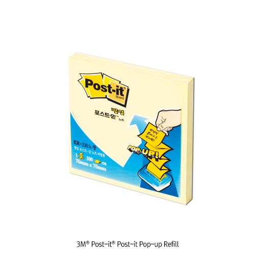 3M Post-it Pop-up Dispenser, 76×76mm, Yellow<br>Ideal for Car·Refrigerator·Desktop, 팝업 디스펜서