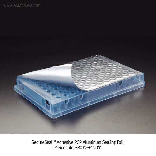 Simport® Adhesive PCR Aluminum Sealing Foil, Pierceable, Thickness of 1.4mil<br>Ideal for Manual Sealing, -80℃+120℃, <USA-Made> PCR 알루미늄 실링 호일, 접착식