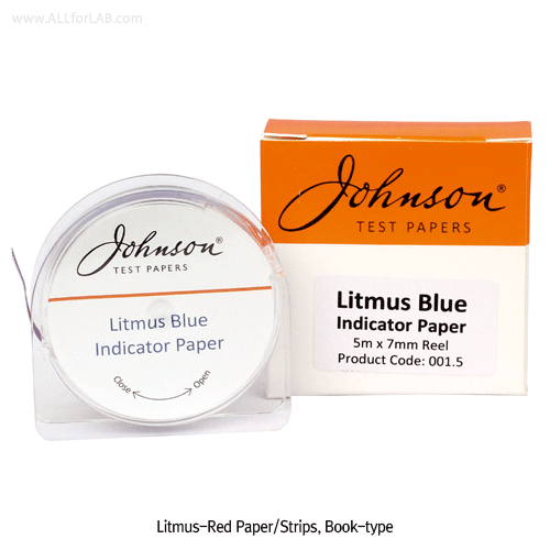 Johnson® Litmus-Blue·Red·Neutral (Book & Roll-type) Paper, for Simple Test of pH-Acidity·Alkalinity of a Solution<br><UK-Made>“ 리트머스” 페이퍼, 용액의 pH - 간편시험지, 북 & 롤-타입