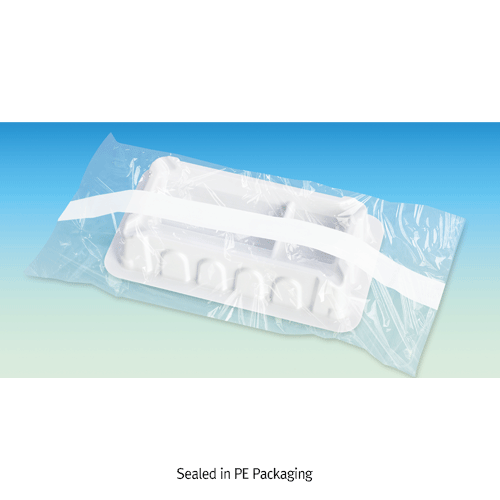 WisdTM Disposable Divided Pipetting/Reagent Reservoir, PS, Tapered V-Bottom, 50㎖<br>With Graduation, Sterile or Non-sterile, 146×81×h27mm, 일회용 액체 분주 레저버, 분할형