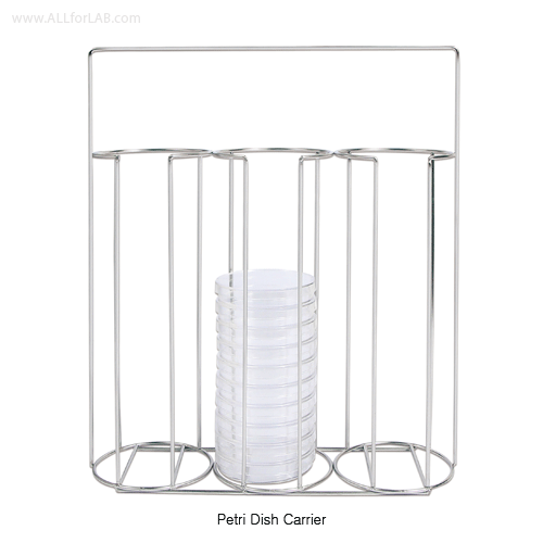 SciLab® Petri Dish Carrier, Φ10 cm×3 places<br>For 30 Dishes, Stainless-steel Wire, 페트리 디쉬 운반대