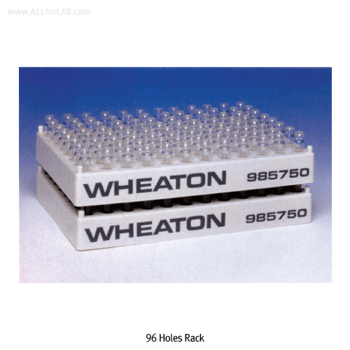 Wheaton® 36~96 Places White Gray PP Vial Rack, Heat Resistant at -10℃+125/140℃, Autoclavable, 각종 바이알용 랙