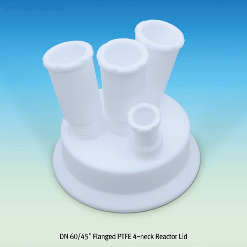 4~6 Necks All PTFE 45° DN-Standard Flanged Reactor Lid, with Assembly Screw Taper Socket Joint, DN60~DN200 Flanged<br>Common Use “ASTM & DIN” Cone Jointware, <UK-Made> PTFE 45° DN-표준 플랜지 반응조 안전 뚜껑
