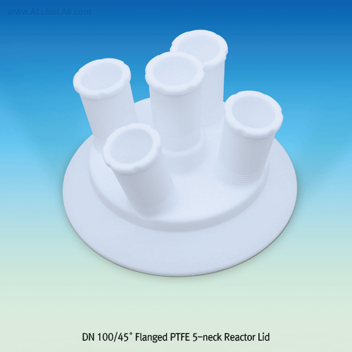 4~6 Necks All PTFE 45° DN-Standard Flanged Reactor Lid, with Assembly Screw Taper Socket Joint, DN60~DN200 Flanged<br>Common Use “ASTM & DIN” Cone Jointware, <UK-Made> PTFE 45° DN-표준 플랜지 반응조 안전 뚜껑
