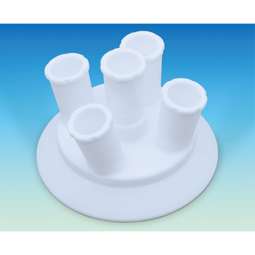 Reaction Vessel Lids, 4 Necks Glass Lid and 5/6 Necks PTFE Lid, 45° DN Flanged<br>Perfect Compatibility with 45° DN Flanged Vessel, Chemical & Heat-Resistant, 45° DN 플랜지 반응조 뚜껑, 완벽한 호환성
