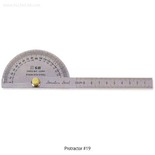 SB® Protractor, Stainless-steel, Φ90 & 120mm, L198 & 305mm<br>Ideal for Measure Length/Depth, 분도기