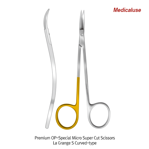 Hammacher® Premium OP-Special Micro Super Cut Scissors, for All Surgical Uses, L105~140mm, Medicaluse<br>With Extra-sharp Tips·One Grip Ring Golden, Stainless-steel 420, <Germany-Made> 프리미엄 마이크로 슈퍼 컷 수술 가위, 독일제 의료용, 비부식