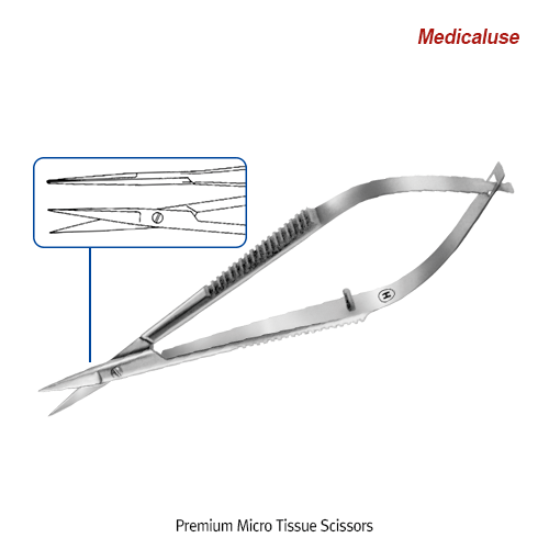 Hammacher® Premium Micro Tissue Scissors, with Spring Action Handle, L90 & 105mm, Medicaluse<br>Extremely Smooth Cutting of Tissue, Stainless-steel 420, <Germany-Made> 프리미엄 마이크로 티슈 가위, 독일제 의료용, 비부식