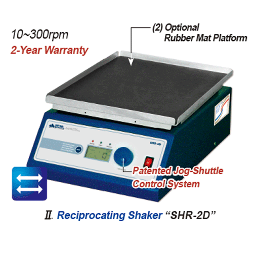 DAIHAN® Large Digital Orbital and Reciprocating Shaker “SHO-2D” & “SHR-2D”, 350×350 Platform, 10~300 rpm<br>With Programmable Digital Feedback Control and Large LCD Display with Back Light, Built-in Timer and Alarm<br>Without Platform, 대형 디지털 궤도형 & 왕복형 쉐이