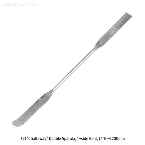 General Purpose Double-Spatula & Chattaway Spatula, High Grade Stainless-steel<br>L130~500mm, Finished Surface, MP-1400℃, 스텐 양면 스패츌러, 비자성/비부식