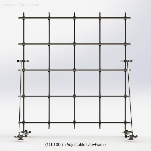 SciLab® Adjustable Φ12.7mm Stainless-steel Lab-Frame, Height 100 & 140cm<br>With Φ12.7mm Pipe, Floor or Wall-Mountable, 조립식 실험용 프레임