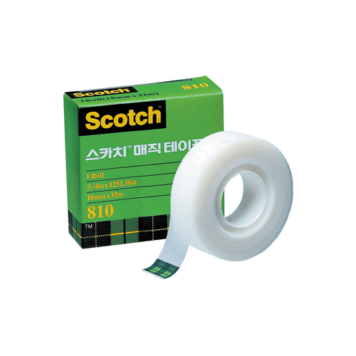 3M® Scotch® “810D” Write-On-Label Magic Tape with Dispenser, w12 & 18mm, L18~32m<br>Ideal for Permanent Applications, Translucence, Easy to Write on Text, Using Hand-tear, 매직라벨테이프