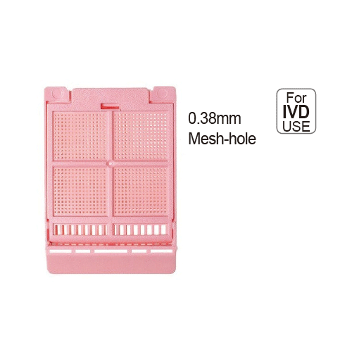Simport® MicromeshTM 0.38mm Mesh-hole Biopsy Cassette, Attached Lid, 45° Angle, h6.1mm<br>Suitable for Most Labeling Instruments, Recessed Lid, Acetal, 0.38mm 메쉬홀 바이옵시 카세트