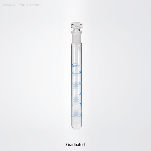 Glass Joint Stoppered Test Tube, with/without Graduation, Φ12~Φ38mm, 5~110㎖<br>With DIN Joint Stopper, Boro-glass 3.3, Anti-Chemical/-Temp, 조인트 스토퍼 시험관