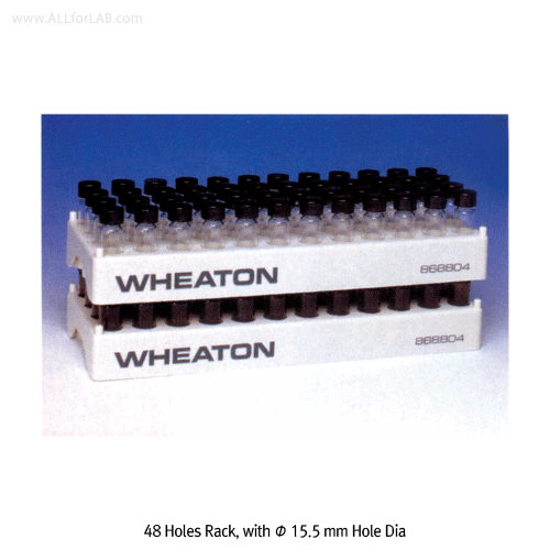 Wheaton® 36~96 Places White Gray PP Vial Racks, Heat Resistant at -10℃+125/140℃, Autoclavable, 각종 바이알용 랙
