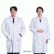 mediclin® White Lab Coat/Gown, 100% Cotton, General Purpose<br>Ideal for Laboratory & Medical, <Korean-Made> 순면 백색 가운