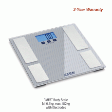 Kern® [d] 0.1kg, max.182kg Multifunctional Body Scale “MFB”, with Large LCD<br>With Large·Flat Glass Weighing Plate, Ideal for Healthcare & Homecare, 가정용 다기능 스텝온 체중계