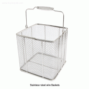 SciLab® Stainless-steel Wire Basket, with Folding Handle, 2.7~27 Lit<br>For Cleaning·Storage·Transfer, 사각 와이어 바스켓, 접이식 핸들형