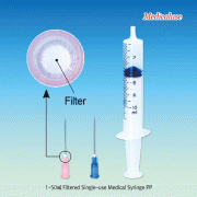 1~50㎖ Filtered Single-use Medical Syringe PP, with Filter Needle, Rubber Gasket, Medicaluse<br>With 5㎛ Membrane Filter Needle, Steriled, Individual Pack, PP 의료용 필터주사기