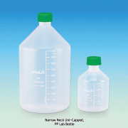 WisdTM “Leak-Proof” PTFE/Butyl Septa-sealed PP MeasureTM Lab Bottle, with DIN/GL Universal Cap, 100~5,000㎖<br>Precisely Graduated, Excellent for Sealing & Chemical Resistance, Transparent, 125/140℃ Stable, Autoclavable, “리크프루프” PP 랩바틀, 정밀눈금