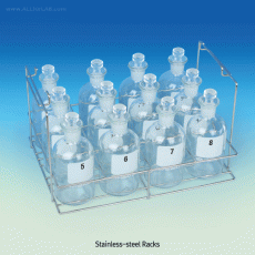 SciLab® Stainlies-steel Wire BOD-Bottle Rack, for 60 & 300㎖, with 2 Side Handle<br>Φ48mm Hole×20, Φ75mm×Hole12, 스텐선 BOD 바틀랙