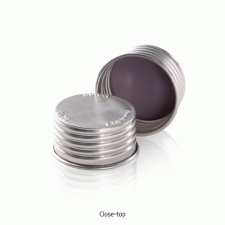 DURAN® GL45 Aluminium Open- or Closed-top Screwcap, Excellent Heat Resistant, up to 260℃<br>Ideal for Alternative to Plastic Screwcaps, Autoclavable, GL45 알루미늄 스크류캡, 오픈탑 or 클로즈탑