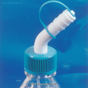 Cowie® Bottle Pourers of PTFE/Viton, for GL32·38·45 Screw Neck Bottles<br>With Pourers Tip Closure and PTFE Air Filling Tubing, -200℃+280℃, <UK-Made> PTFE 바틀 푸어러