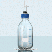 DURAN® GL45 HPLC Bottle, Complete-set with 4× Port PP Screwcap & Seals, 500 & 1,000㎖<br>For od.Φ1.6 & Φ3.2mm Tubes, with Blue Graduation, HPLC 바틀 세트